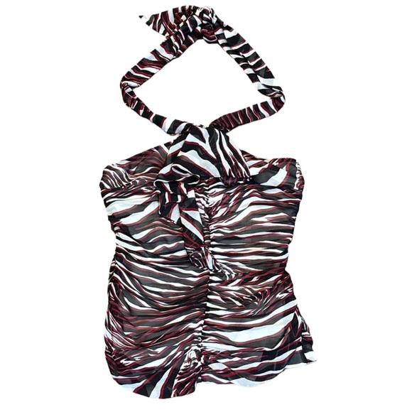 Small Halter Top from EXPRESS Stylish Halter Neck Ruched - Black, White, and Red - Picture 1 of 8